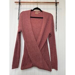 Zella Womens Wrap Sweater Twist Front Pullover Salmon Size S